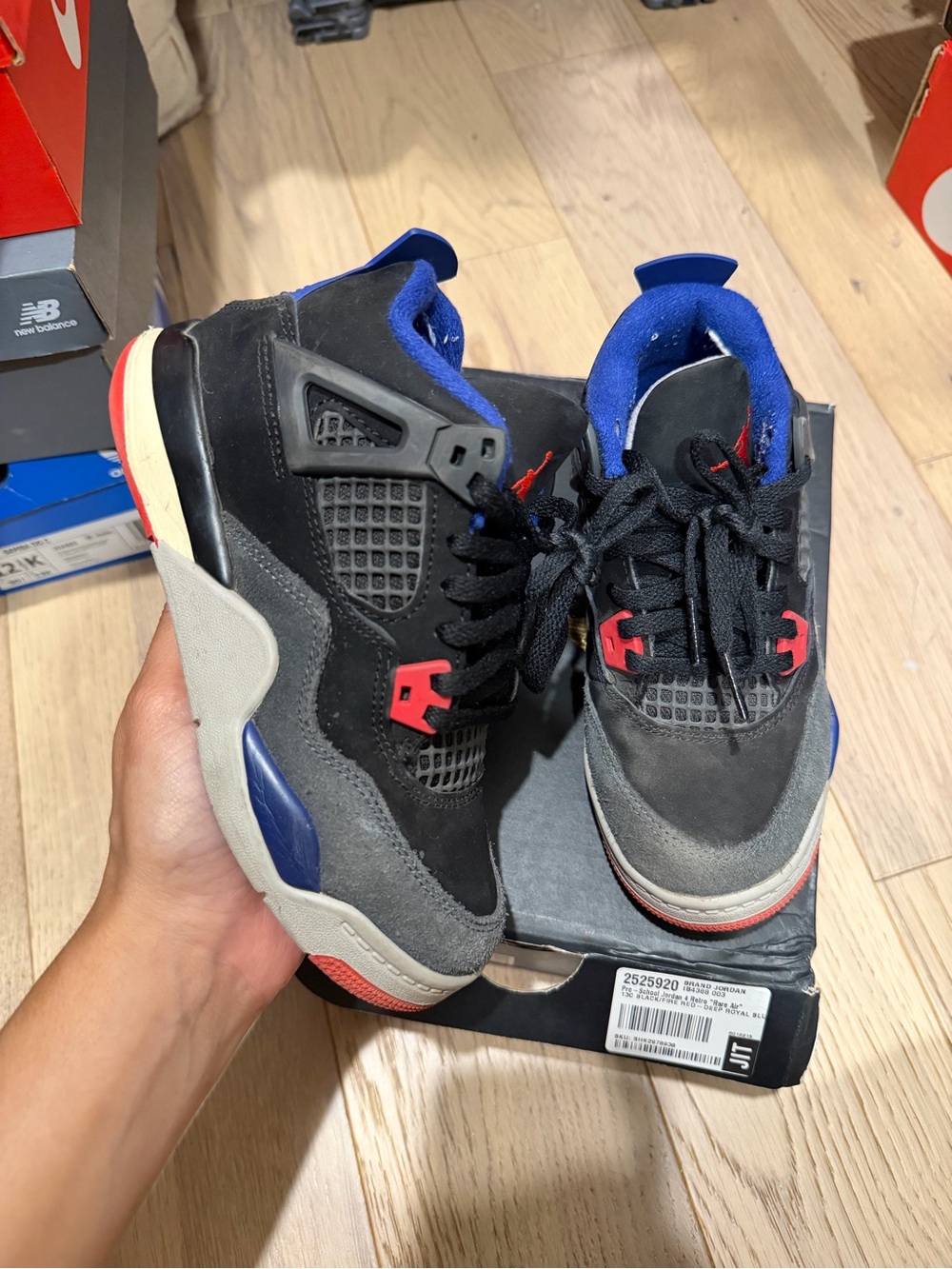 Jordan Kids Black/Blue/Red Retro-Style Sneakers